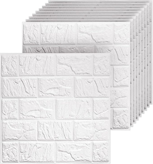 40 PCS 3D Wall Panels Peel and Stick Faux Foam 11.8"*11.8" White Brick Wallpaper by Umedol