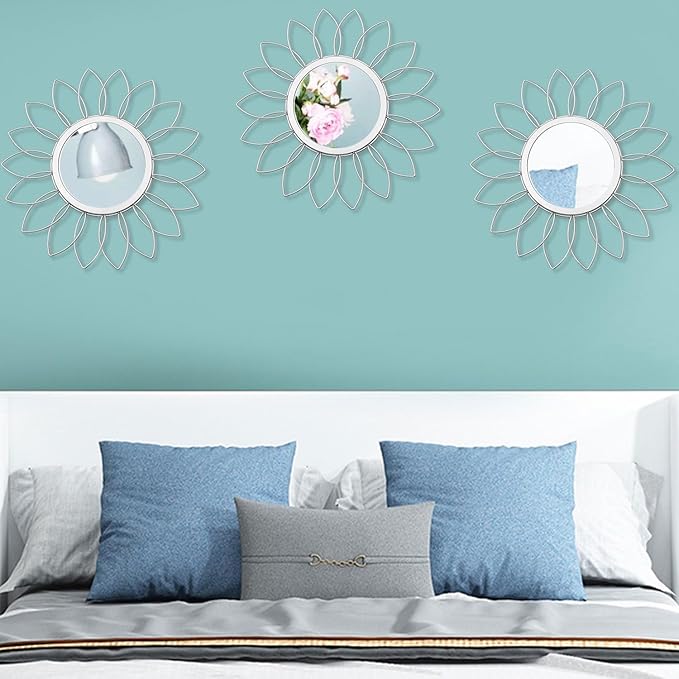 3 Pack Metal Mirrors for Wall Sunburst Wall Mirrors Home Décor Decorative - Image 7