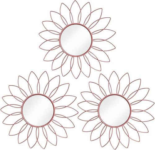 3 Pack Metal Mirrors for Wall Sunburst Wall Mirrors Home Décor Decorative by Uaussi