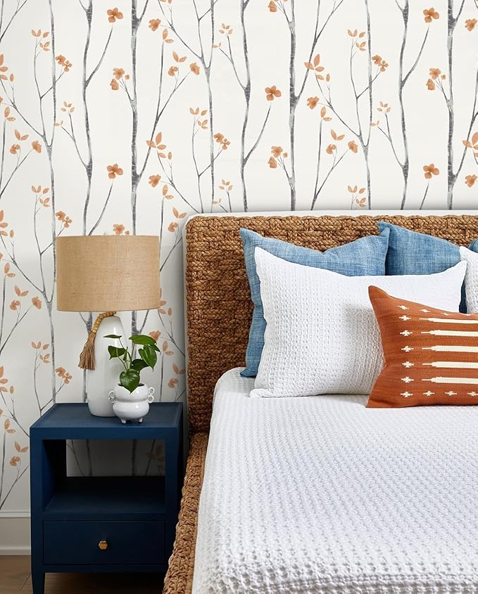Timeet Boho Peel and Stick Wallpaper Floral Wall Paper Tree Contact Paper White - Image 9