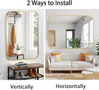 20x30 Inch Gold Bathroom Mirror, Brushed Gold Metal Framed Rectangular Mirror - Image 6