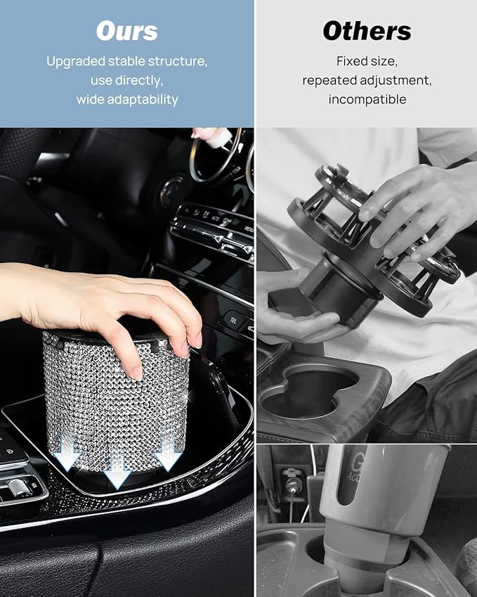 JOYTUTUS Bling Cup Holder Expander for Car, Stable Car Cup Holder Expander for YETI, Hydro Flask, Fit 18-40 oz Bottles and Mugs