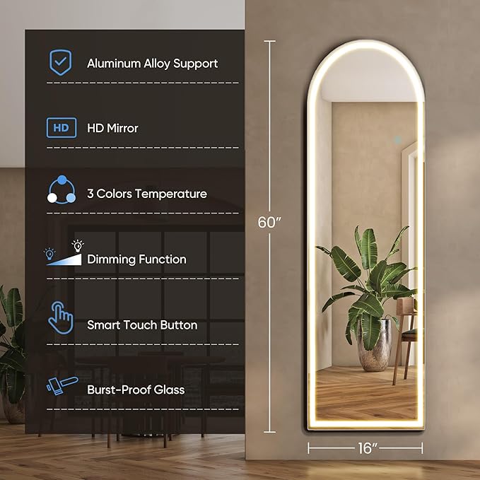 DUMOS Arched LED Mirror Full Length - Image 2