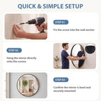 DUMOS 24-Inch Round Wall Mirror, Bathroom Wall Circle Mirror - Image 6