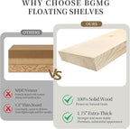 BGMG Wood Floating Shelves for Wall 54 inch Set of 2, Solid Wood Wall Mount - Image 4