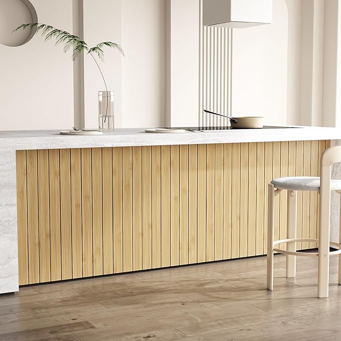 VEELIKE Natural Bamboo Slat Wall Panels Peel and Stick Wood Panels - Image 7