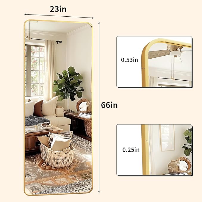 XRAMFY Full Length Mirror 23"x66", Large Floor Mirror - Image 5