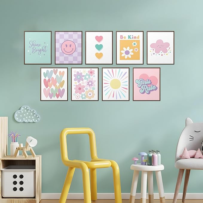 tgguytiy 9 Pcs Girls Room Wall Art Set, Cute Inspirational Nursery Decor - Image 6