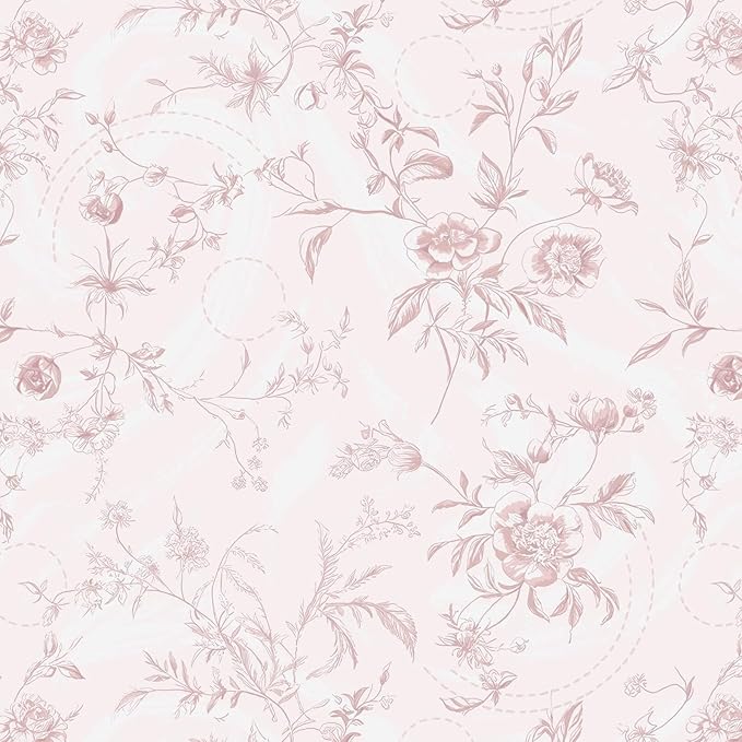 Ismoon Floral Peel and Stick Wallpaper Pink Stick on Wall Paper Vintage French by Ismoon