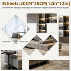 Stick on Small Mirror for Wall Decor, 4 Pack 13.8”x13.8” Acrylic Mirror Tiles - Image 2