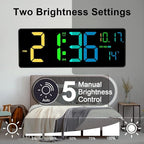 16" Bluetooth Large Digital Wall Clock/Auto Time Sync, 10 RGB Colors Digital - Image 6