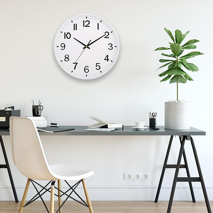HZDHCLH White Wall Clocks Battery Operated 12 inch Silent Non Ticking Modern - Image 4