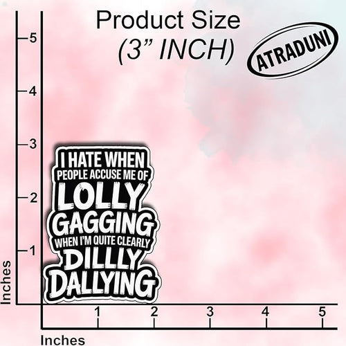 (3Pcs) I Hate When People Accuse Me of Lollygagging When I’m Clearly Dilly Dallying Sticker Vinyl Stickers for Water Bottles Laptop Phone Car Window Helmet Gifts Size 2.2" x 3"