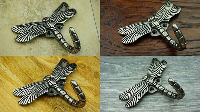 12 pcs Antique Silver Dragonfly Decorative Wall Hooks - Image 6
