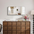 KOCUUY Silver Framed Mirror, HD Tempered Glass, Anti-Rust Frame, Modern Design - Image 4