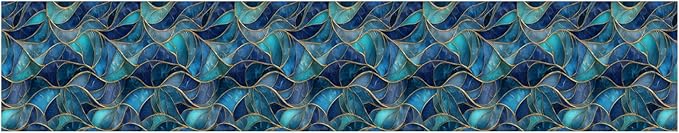 Blue Geometric Mosaic Wallpaper Border 196x4 Inch Peel and Stick Wall Border - Image 8