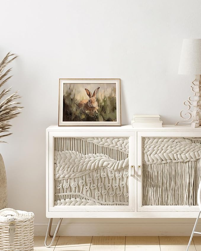 VIYYIEA Framed Wall Art for Living Room, Rabbit Canvas Prints Vintage Home Decor - Image 5
