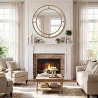Tangkula 28" Gold Round Wall Mirror, Circle Decorative Modern - Image 3