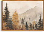 OIQArtOIQ Vintage Framed Wall Art Autumn Mountain Landscape Canvas Art Prints by OIQArtOIQ