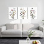 WRFON UnFramed Botanical Canvas Wall Art Set of 3, Watercolor Floral Prints - Image 2