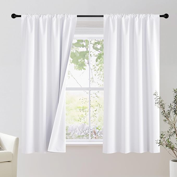 NICETOWN Bedroom 100% Blackout Curtains, 2 Panels, 42 by 48, Snow White by NICETOWN