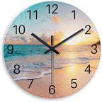 Beach Coastal Wall Clocks Battery Operated Analog Round Wall Clock by Constantplanet%E6%97%97%E8%88%B0%E5%BA%97