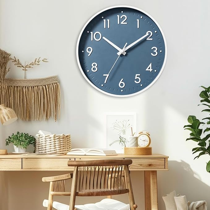 Mosewa Wall Clock 10 Inch, Battery Operated Silent Non-Ticking Modern Analog - Image 4