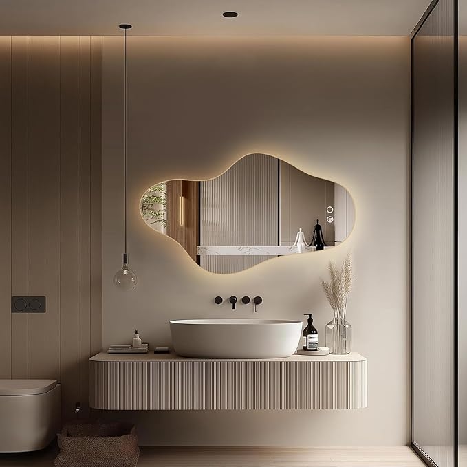 55″x31.5″ Modern Irregular LED Bathroom Mirror - Image 3