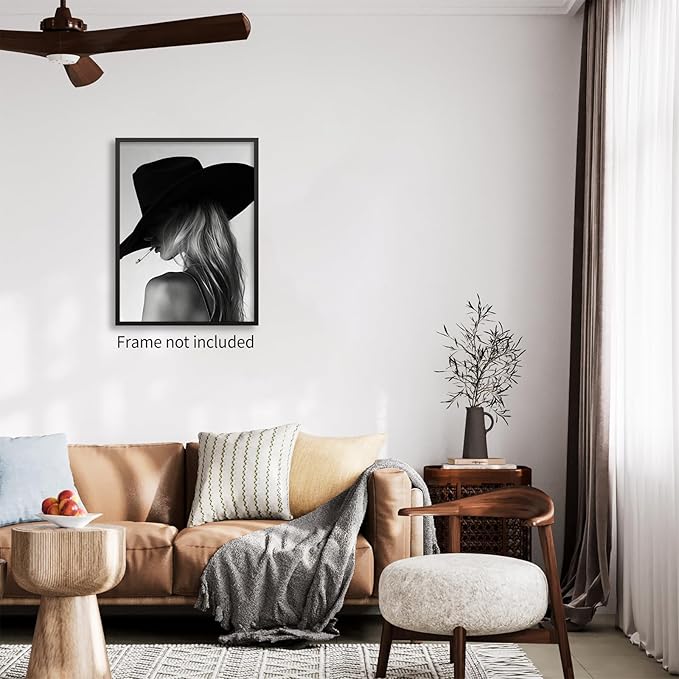 FuSatisYilife Trendy Black And White Wall Art Cool Western Woman Smoking Prints - Image 3