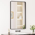 Keonjinn Black Vanity Mirror, 40 x 24 Inch Rounded Rectangle Matte Black by Keonjinn