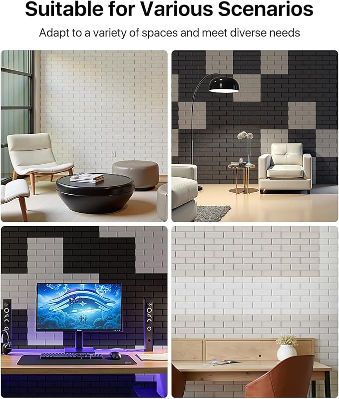 Acoustic Wall Panels Self-Adhesive, 12 Pack Sound Absorbing Panels Brick - Image 5