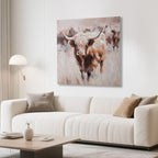 JolyWell Textured Highland Cow Canvas Wall Art Hand painted Farm Animals - Image 6