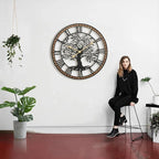 Micasso Vintage Oversize Wall Clock: 38Inch Farmhouse Tree of Life Metal - Image 5
