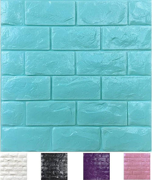 30PCS 3D Wall Panels Peel and Stick Faux Brick Wallpaper Blue Self Adhesive by Yutianli