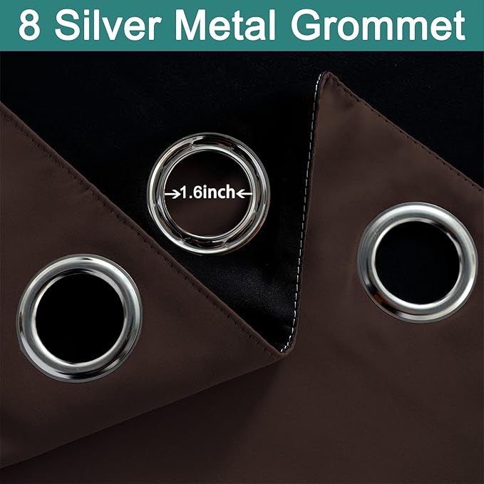 Yakamok Blackout Curtains 63 Inches Long, 2 Thick Layers Grommet Top Thermal - Image 6