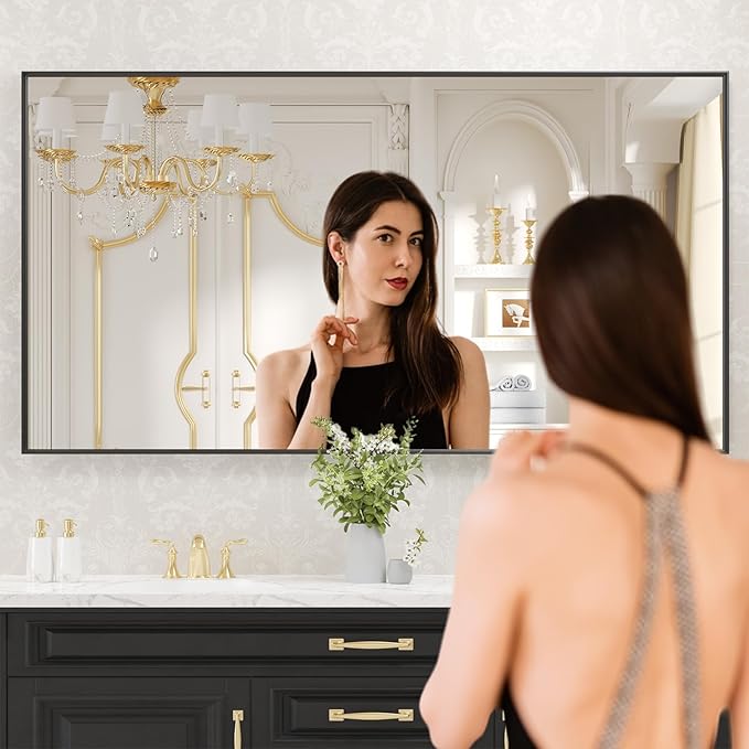 LOAAO Black Bathroom Mirror 60"X28" - Image 2