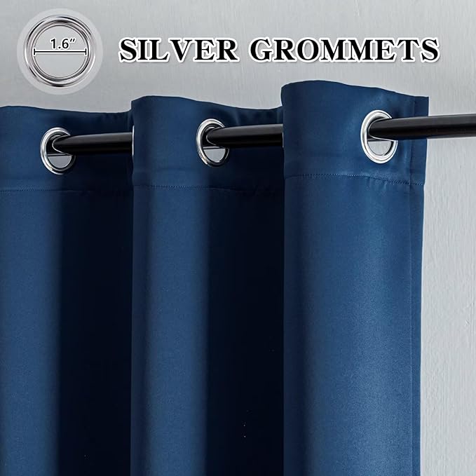 IGEMAEVE Navy Blue Blackout Curtains 72 Inch Length 2 Panels Set, Grommet - Image 3