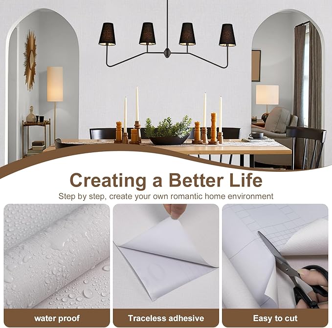 Beige Wallpaper Grasscloth Peel and Stick Wallpaper 15.7"x 196" Fabric Contact - Image 8