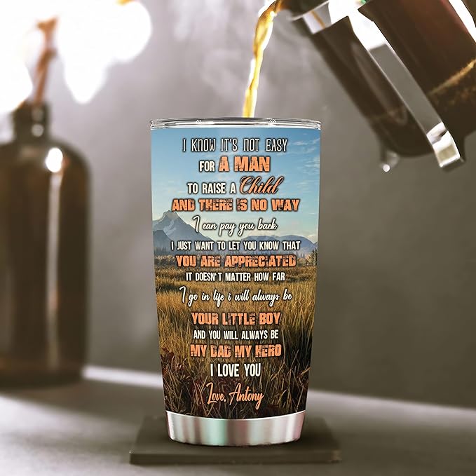 WAZONE Personalized To My Dad Hunting Deer Tumbler Custom Name Partners for Life Sayings Gifts Birthday Christmas Presents For Dads Father Insulated Cup Stainless Steel 20 30oz Travel Mug