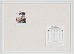 U Brands Bulletin Board, 18 x 24 Inch Linen Fabric Pin Board, Farmhouse White - Image 6