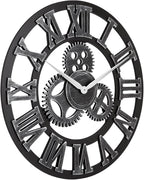 33" Roman Silver Noiseless Silent Gear Wall Clock - Image 3
