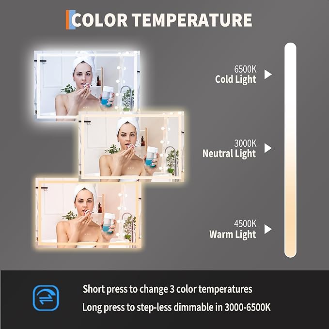 GarveeHome 45x30 LED Bathroom Mirror - Image 4