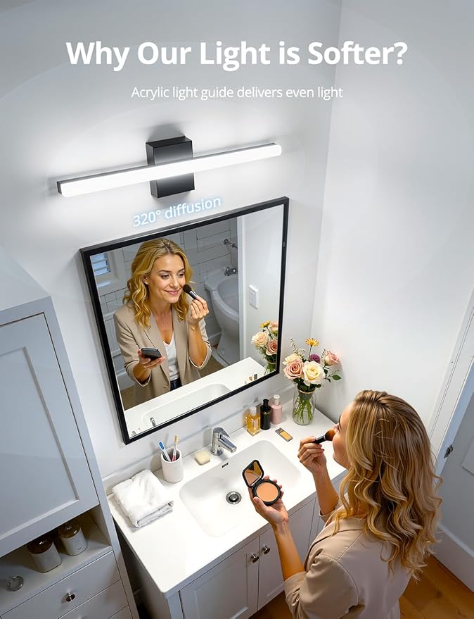Combuh LED Bathroom Light Fixtures Over Mirror 24 Inch 14W, Modern IP44 Wall - Image 2