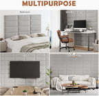 IFNOW Wall Mounted Upholstered Headboard Queen, 3D Peel and Stick Soundproof - Image 7