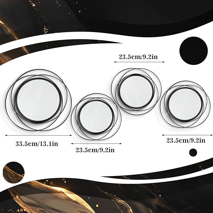 4 Set. Circle Mirrors for Wall Decor for Living Room Bedroom Bathroom Entryway - Image 6