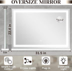 ROLOVE 31" x 22" Large Lighted Vanity Mirror - Image 2