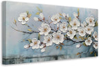 Anolyfi White Textured Flowers Wall Art by Anolyfi