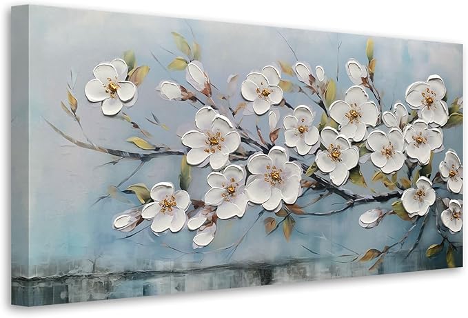 Anolyfi White Textured Flowers Wall Art by Anolyfi