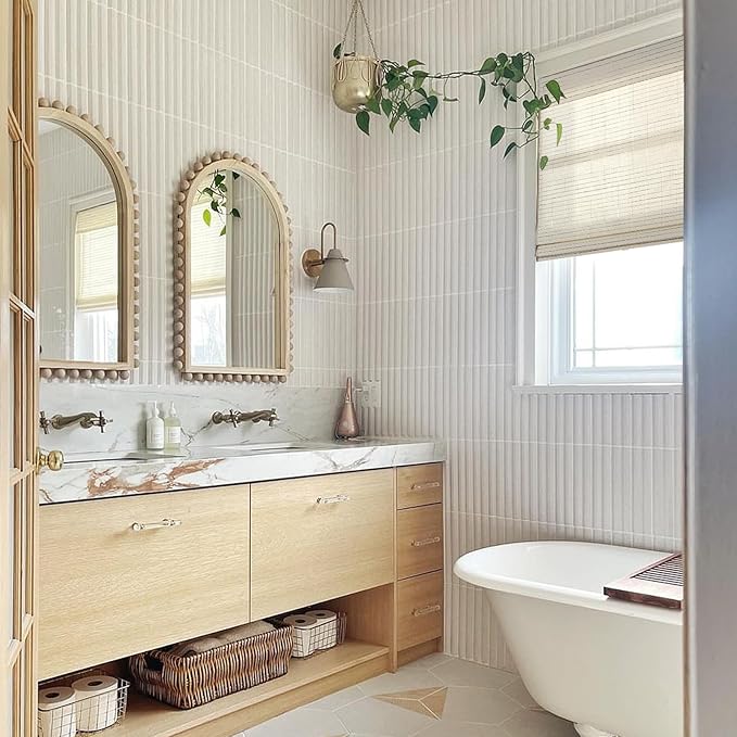 TWOPAGES Natural Woven No Drill Roman Shades, Custom Cordless Light Filtering - Image 3