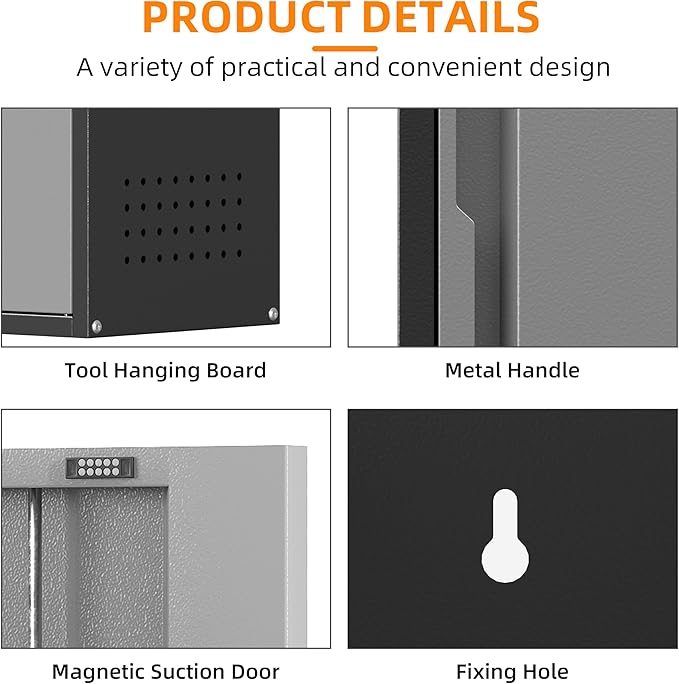 Metal Garage Wall Cabinet with 1 Door, 13.78'' Wide Wall Mounted Tool Cabinets - Image 6
